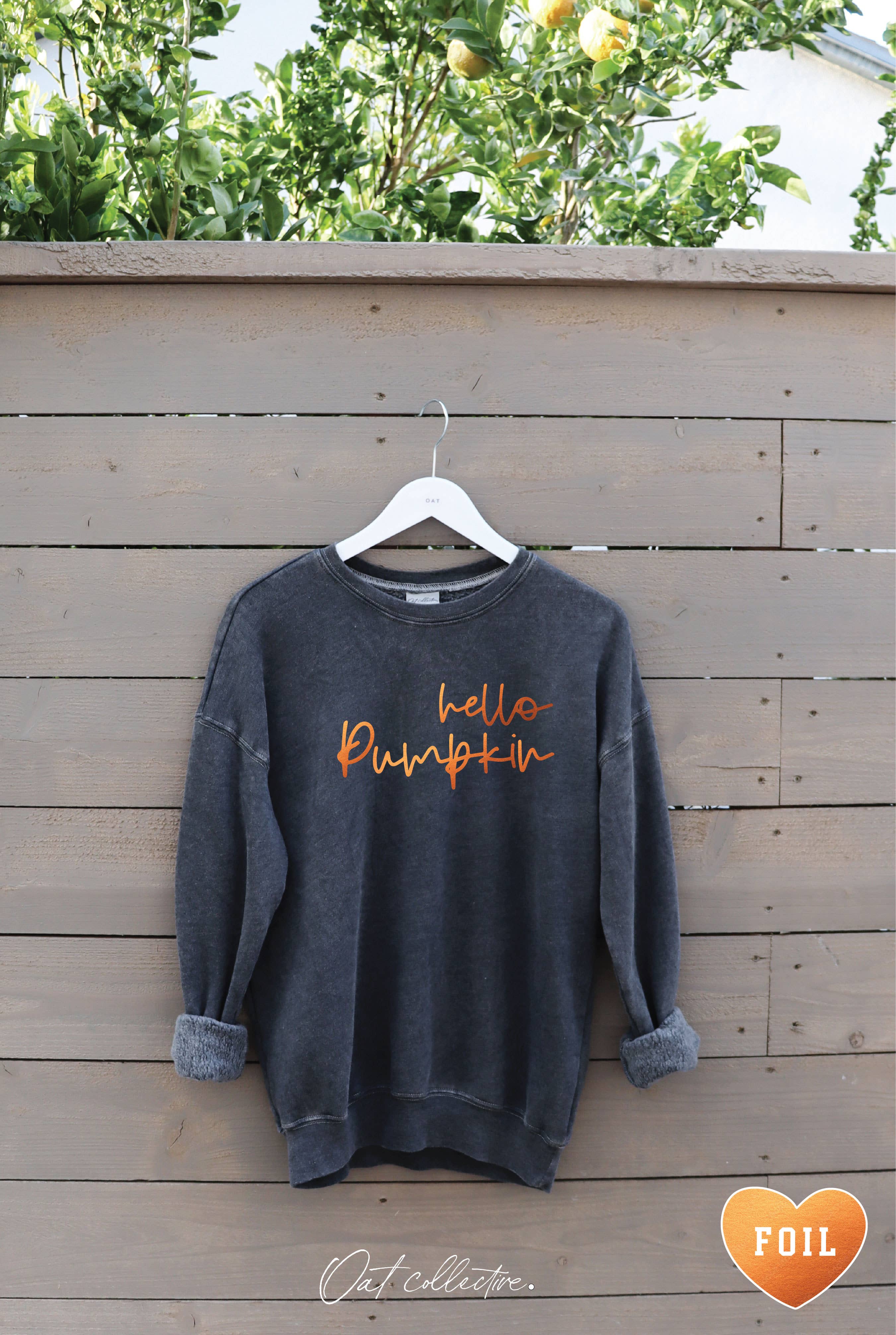 OAT COLLECTIVE - Wholesale Graphic Sweatshirt - Women's - HELLO PUMPKIN Foil Mineral Graphic Sweatshirt3