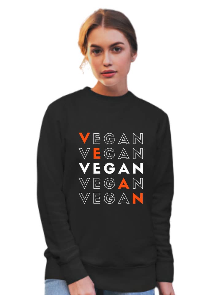 Sweatshirt recyclé à mots croisés végétaliens pour la vente par Eco Royale