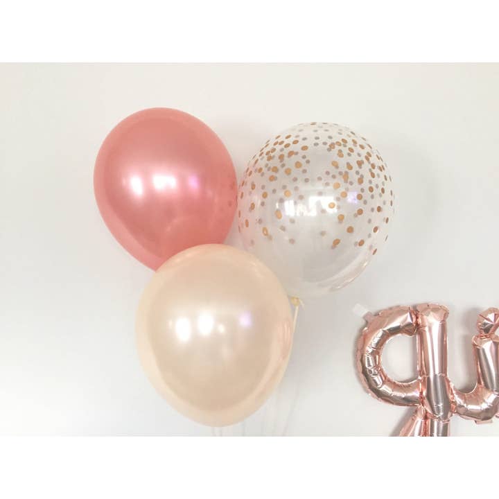 Hullaballoons - Wholesale Balloon - Rose Gold Balloon Bouquet | Peach and Gold Balloon Bouquet | Rose Gold Balloons | Rose Gold Bridal Shower Decor | Rose Gold Wedding Decor5