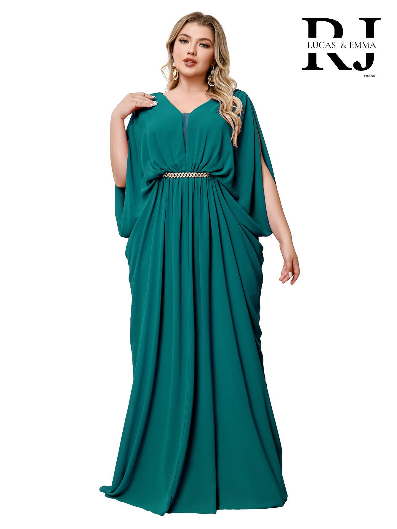 Lucas & Emma - Sarl RJ & co - Vente Robe de soirée – femme - Robe longue drapée élégante et tendance grande taille 22581