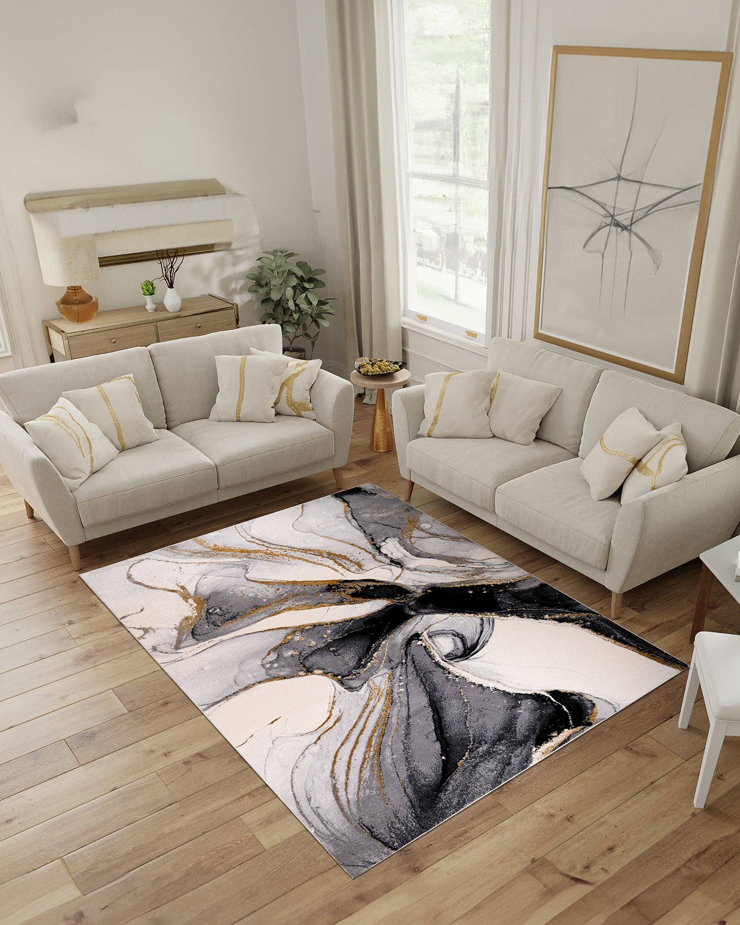 Rug Star USA - Venta al por mayor Alfombra pequeña - Alfombra turca Gamma Colección Premium Gold/Black 0415A2