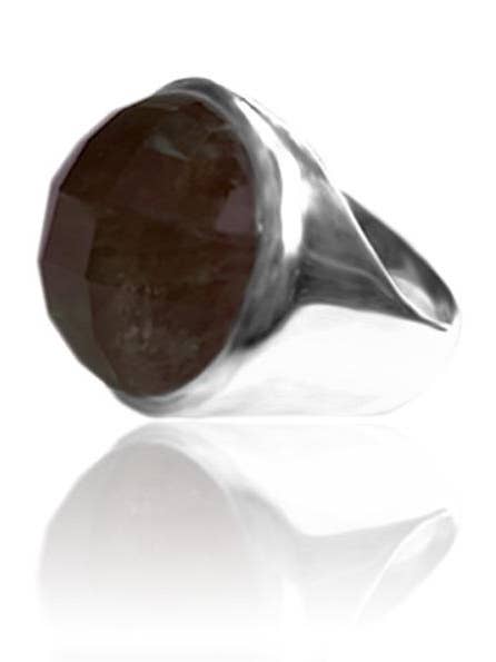 Medium facetteret cirkel Cocktail Ring Smokey Quartz 8 for engroshandel hos Sikara & Co.