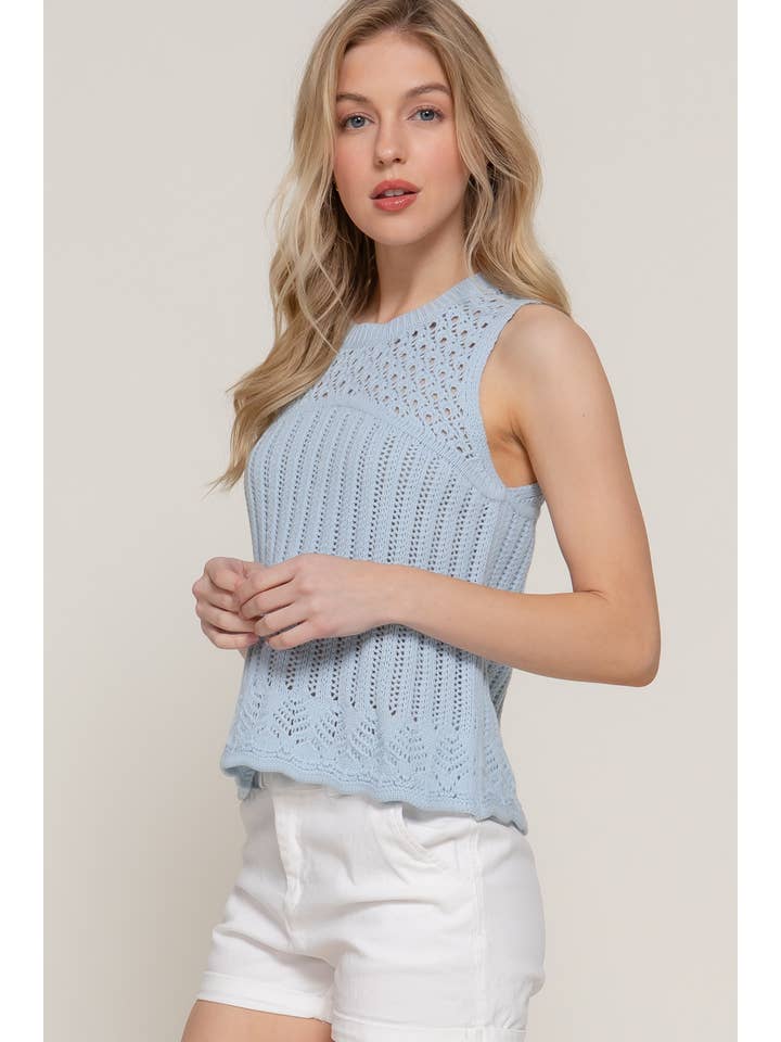 Active Basic | Active USA - Wholesale Tank top – Women′s - Sleeveless Round Neck Crochet Spring Sweater11