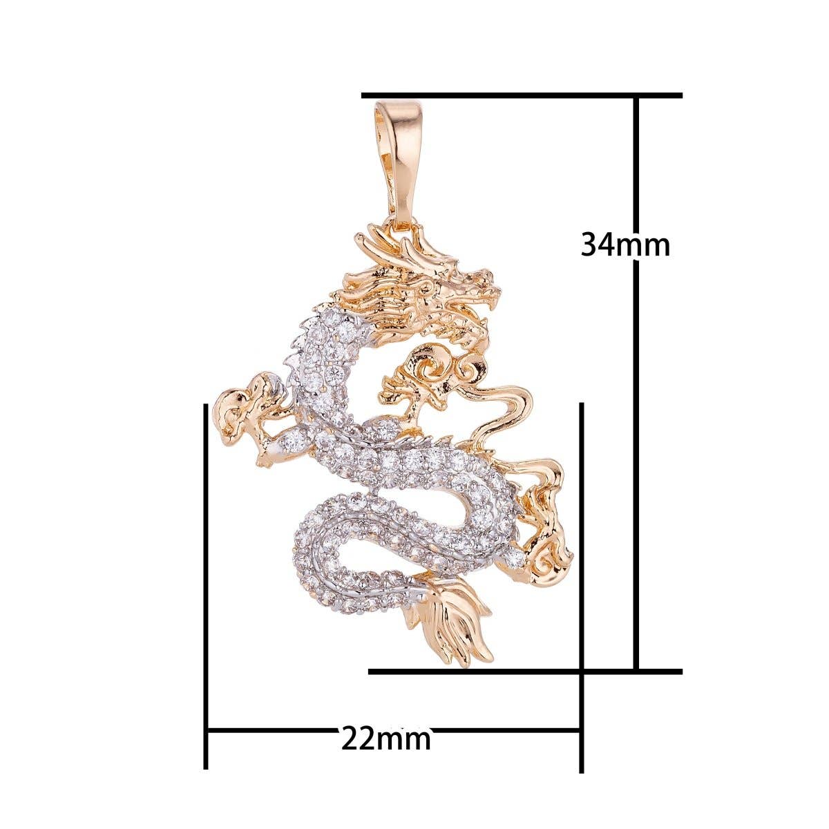 Aim Eternal - Venta al por mayor Abalorios/colgantes individuales - Colgante de Dragón Relleno de Oro con Circonita Cúbica CZ Micro Pavé Dragón Fantasía para Collar de Declaración Fabricación de Joyas H-6271