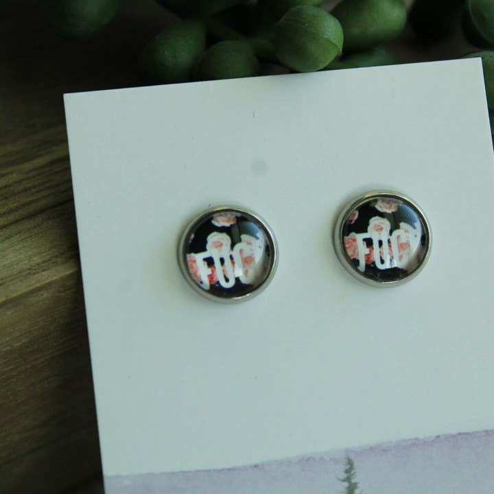 Fiddle & Fox – wholesale Stud/post earrings – 10mm Fuck/Silver Stud