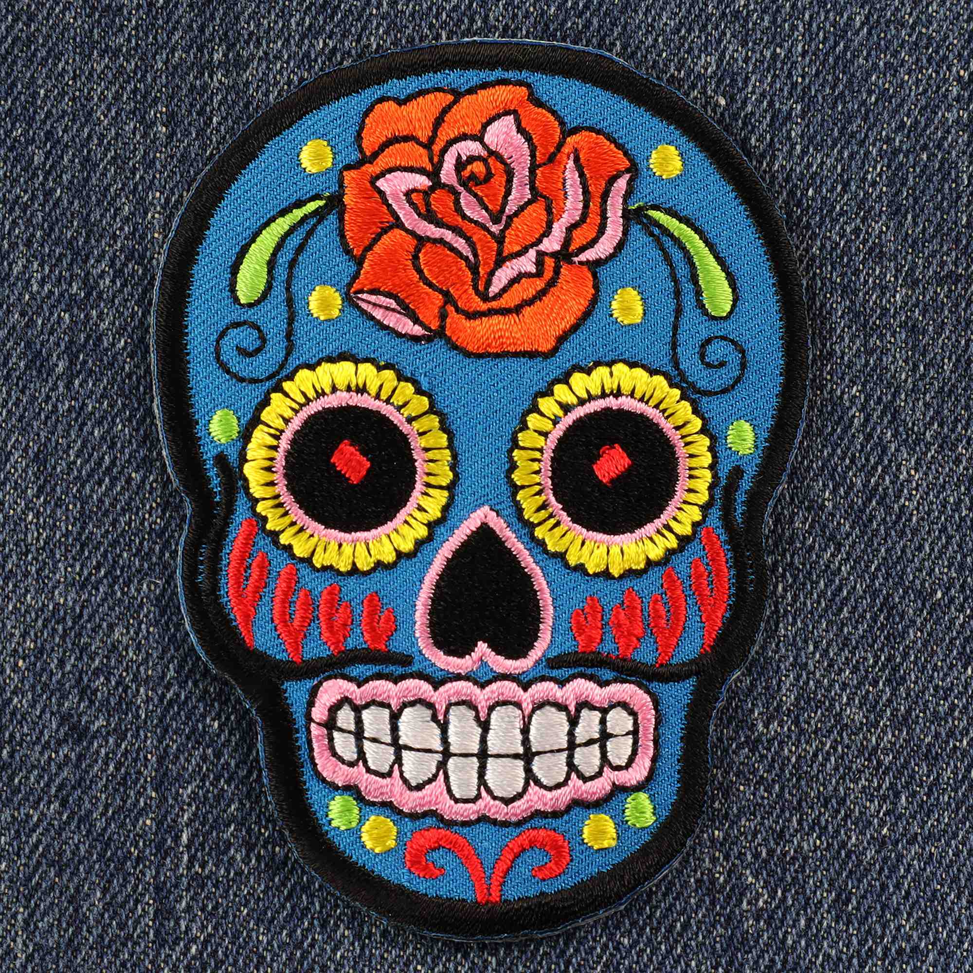 Tribal Trade GmbH - Wholesale Patch - Mexico skull patch with rose blue-orange patch1