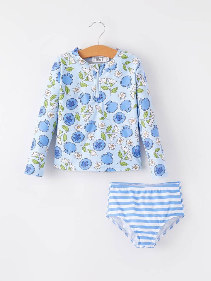 "BLUEBERRY" Fato de Banho Floral Boutique por atacado de Rylee Faith Designs
