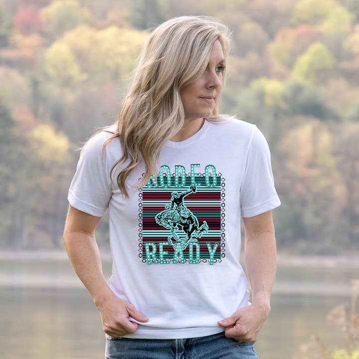 Rodeo Ready Turquoise T-Shirt for wholesale by The Dirty Cowgirl Apparel