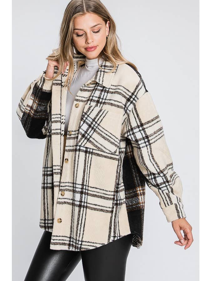 ELLEBORN – Engroshandel Skjortejakke/shacket – til kvinder – PLAID JAKKE MED KONTRASTERENDE RYG 
3248T-A43