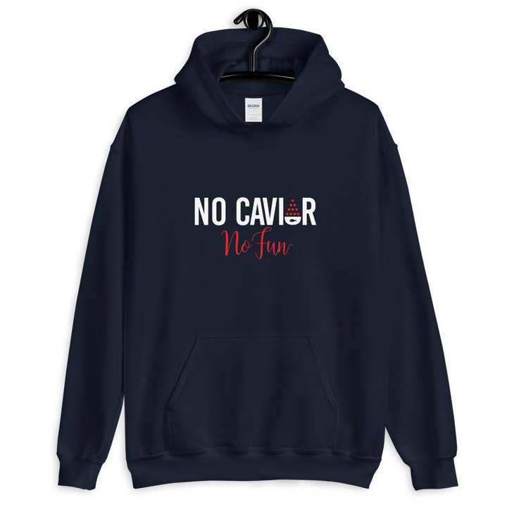 Geen kaviaar, geen plezier, hoodie, speciaal marineblauw voor wholesale door No Fun Company