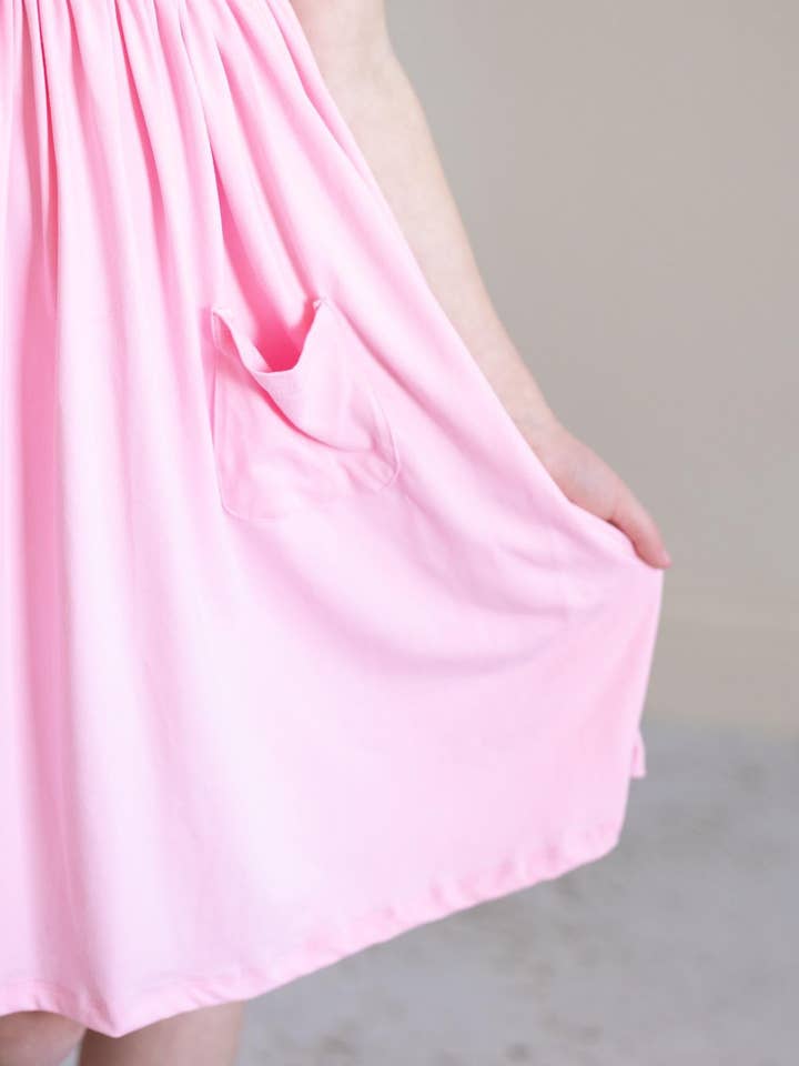 Mila & Rose - Wholesale Dress - Kids - Bubblegum Pink S/S Pocket Twirl Dress