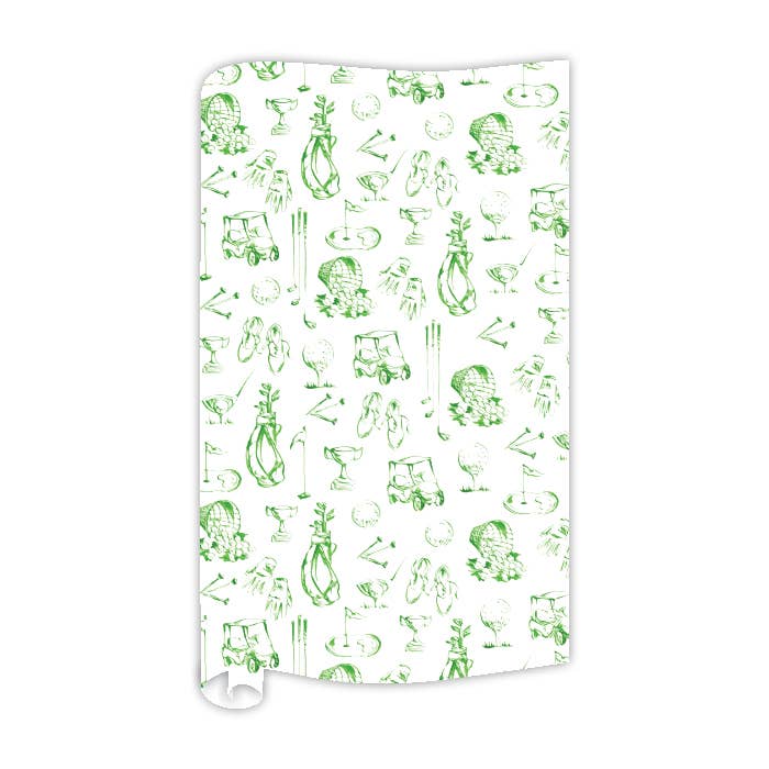 Handpainted Green Golf Toile Wrapping Paper for wholesale by RosanneBeck Collections