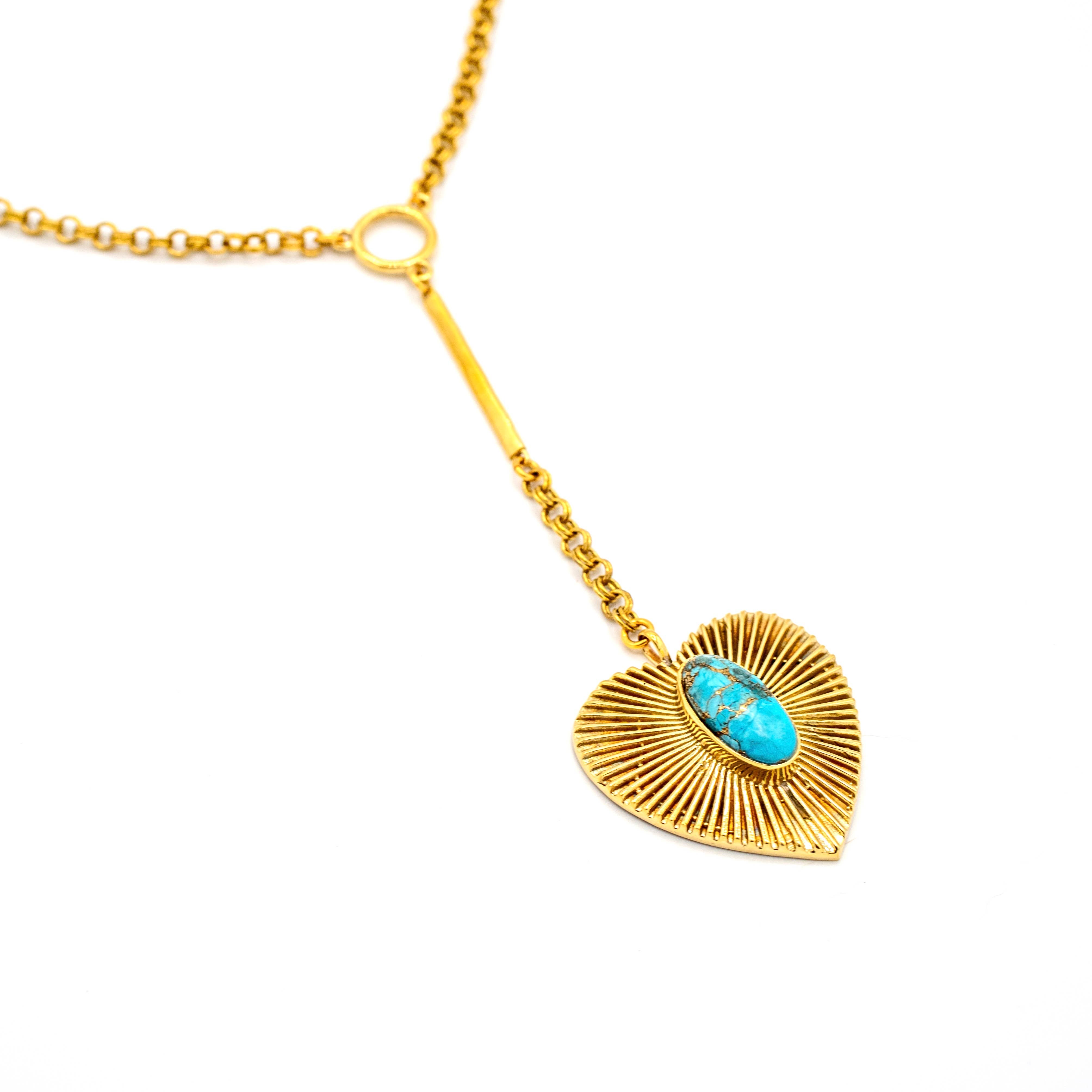 Baizaar - Wholesale Pendant/Charm Necklace - Brass Turquoise Heart Necklace0