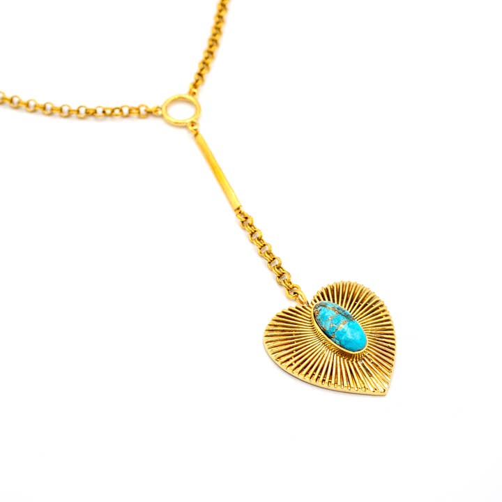 Baizaar - Wholesale Pendant/Charm Necklace - Brass Turquoise Heart Necklace