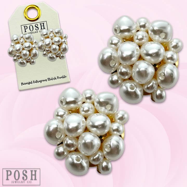 Gold Pearl cluster post earring for wholesale on Faire1