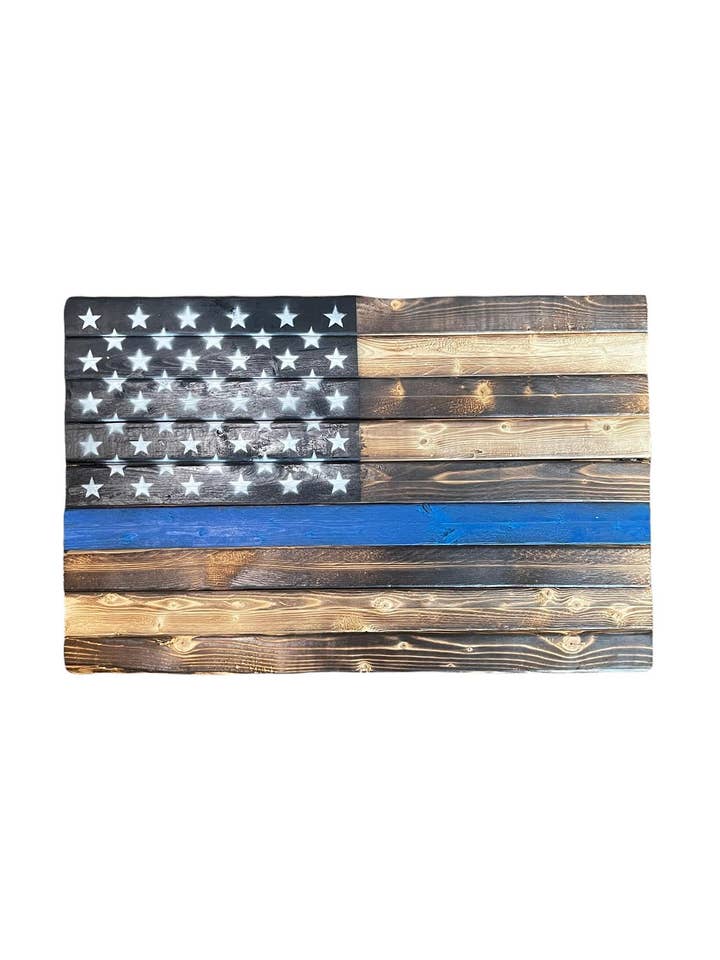 Small Wood Flag Thin Blue Line for wholesale by The Armory