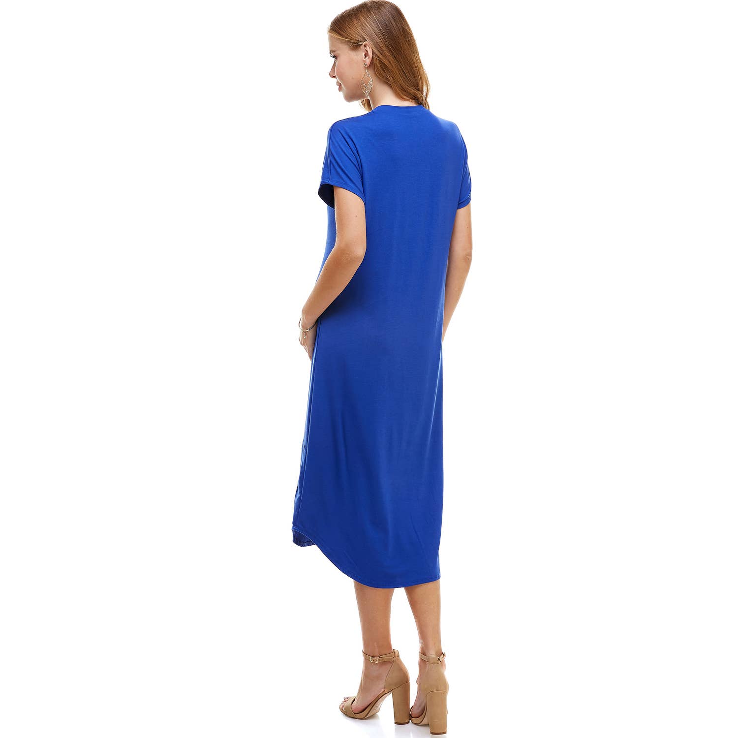 Azules Clothing - Wholesale Dress - Women's - ADM-8252RS Loose fit Crew Neck Hem Midi Dress18