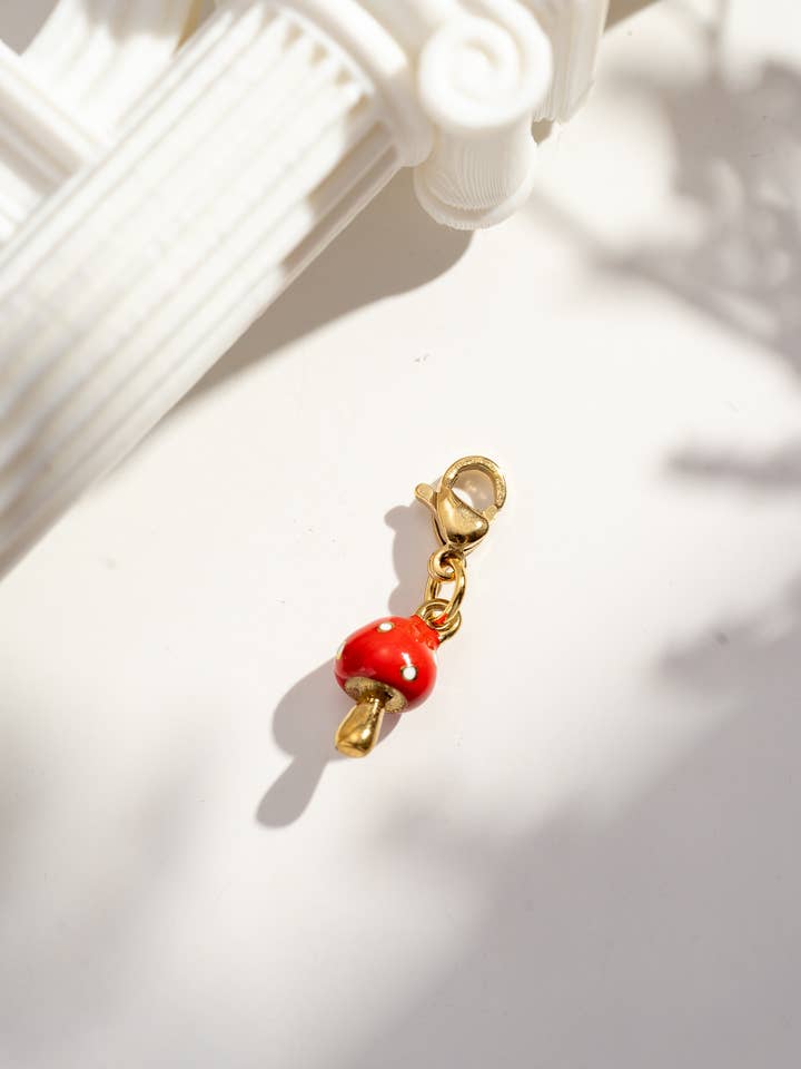 Red mushroom pendant charms stainless steel for wholesale by COSMOS