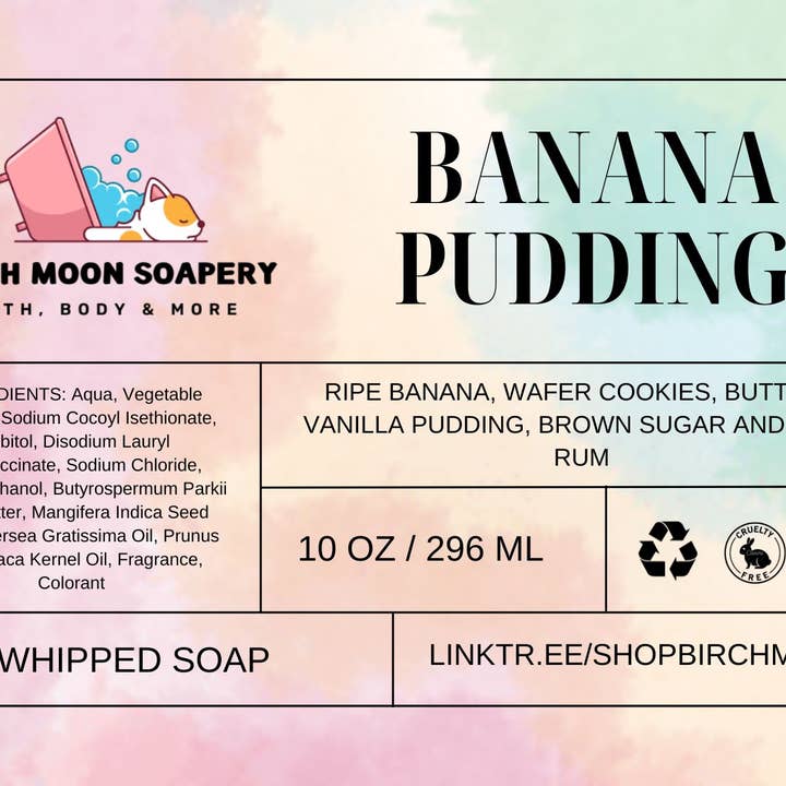 Savon fouetté au pudding à la banane pour la vente par Birch Moon Soapery