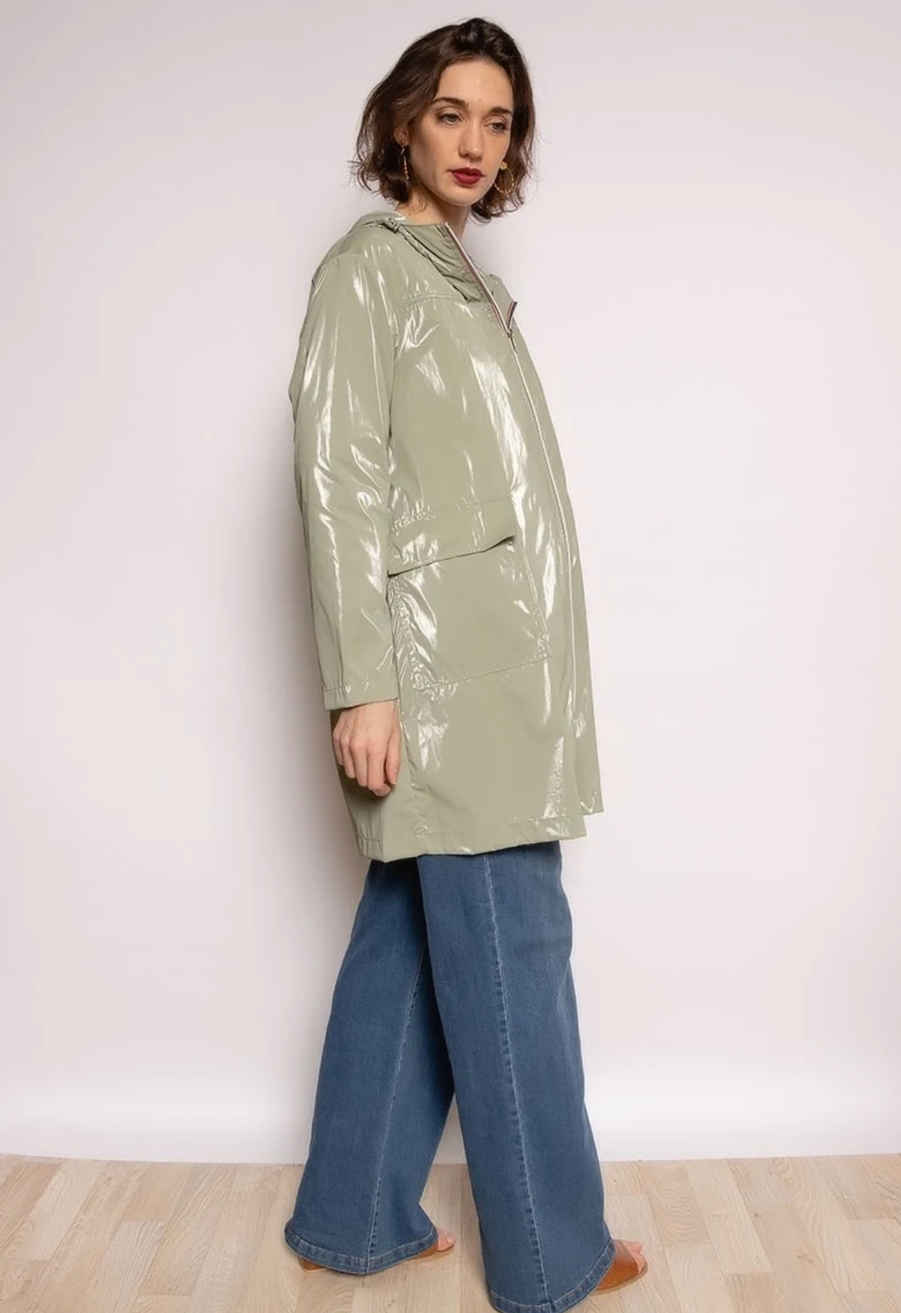 Escandelle Paris – Capa de chuva - Mulher por atacado – Parka encerada longa, Corta-vento impermeável leve1
