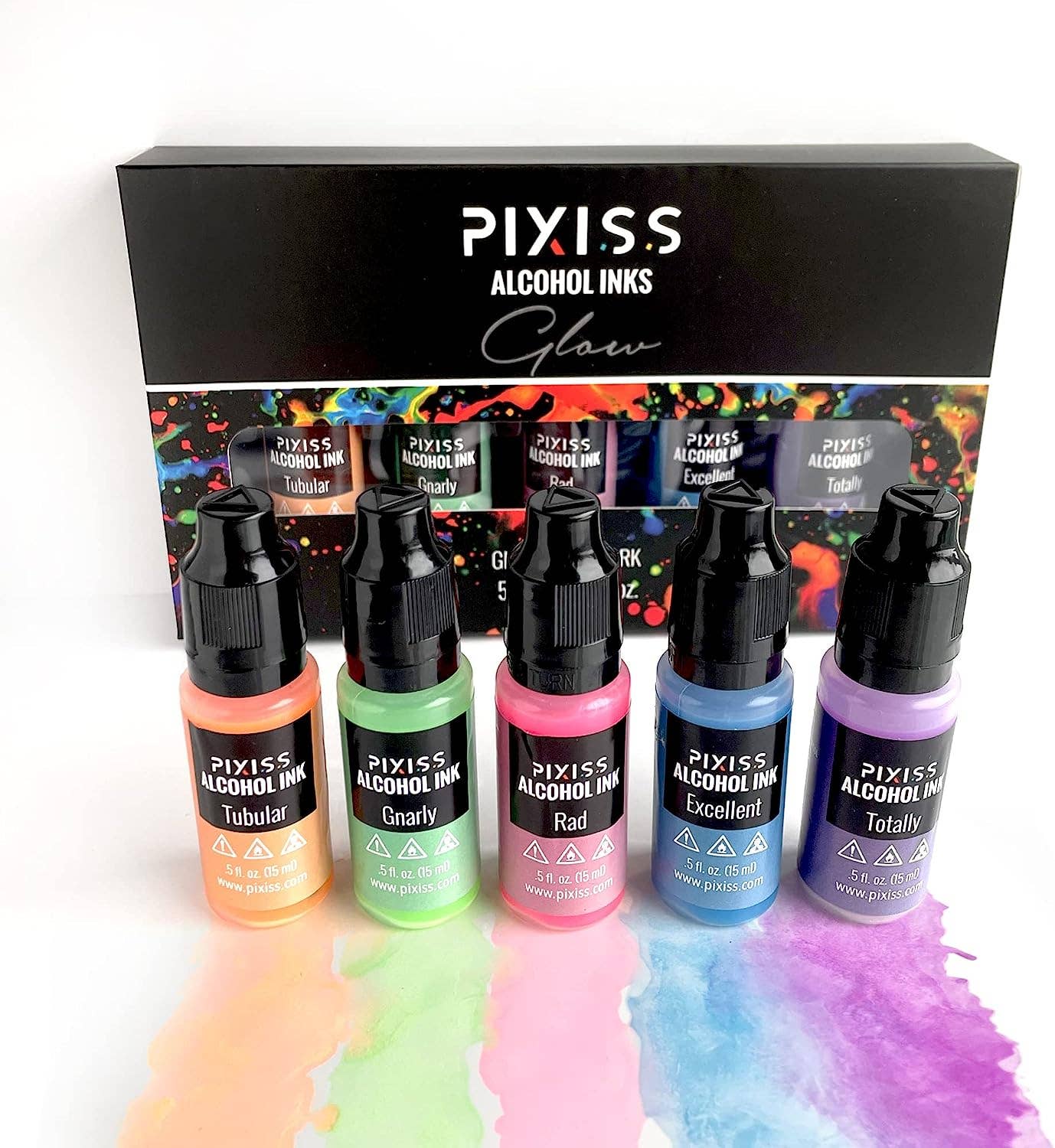 Pixiss - Wholesale Craft Supplies - PIXISS Alcohol Ink Set of 5 - Glow In The Dark5