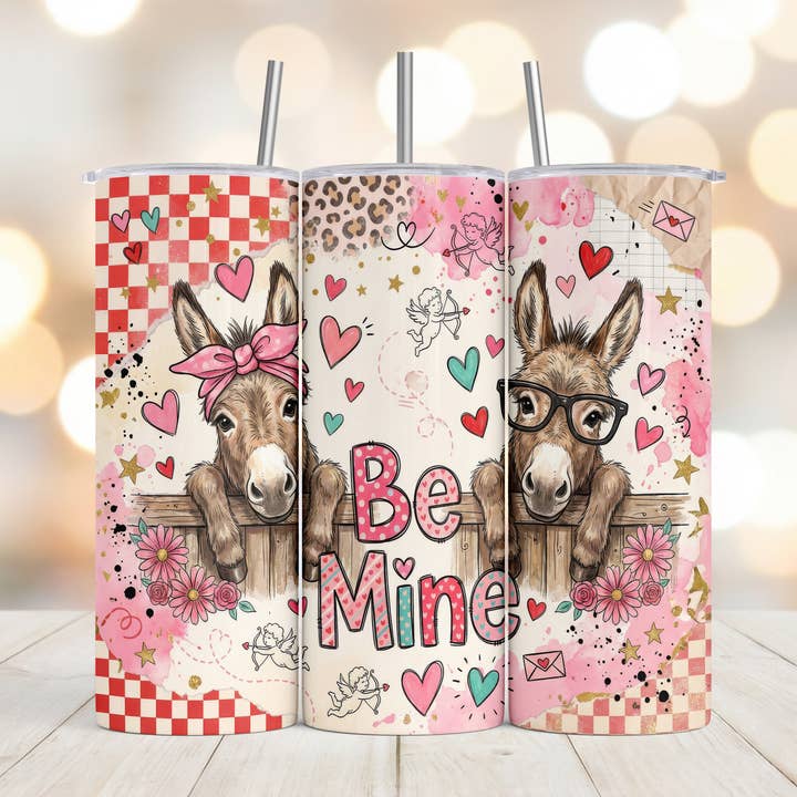 Be Mine Donkeys 20oz Skinny Tumbler for wholesale by Dogwood Graphics & Design