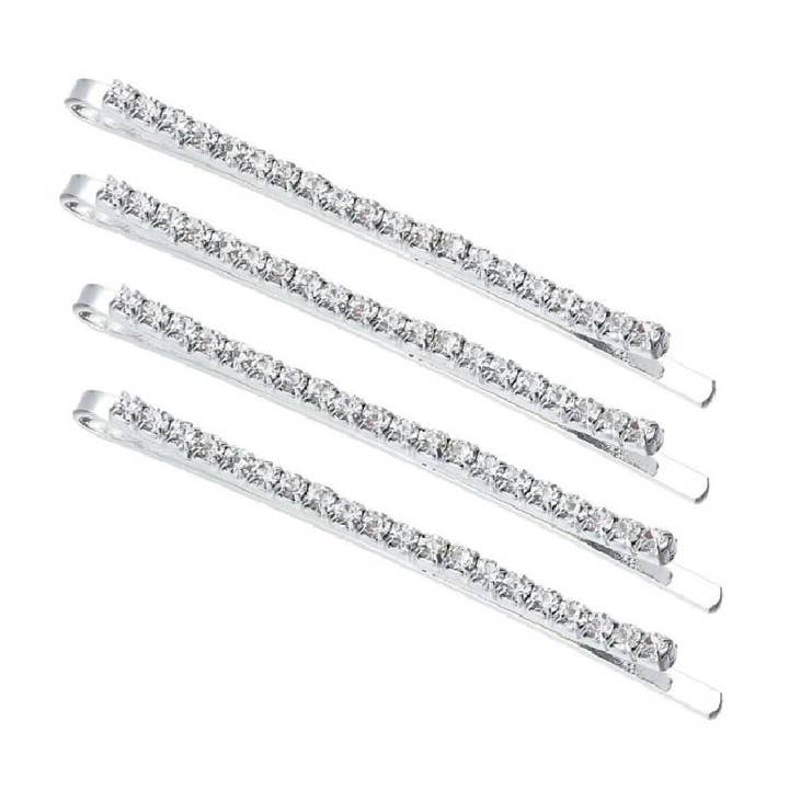 Mia Bobby Pins - Zilver Metaal + 22 kleine doorzichtige strass steentjes voor wholesale door Mia