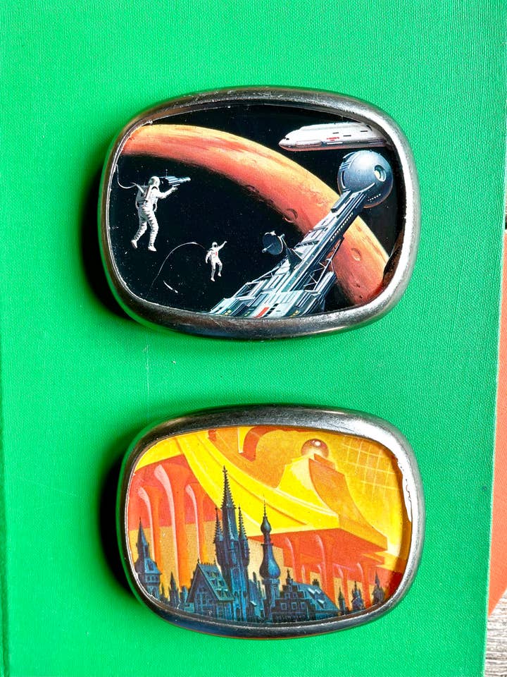 Belt buckle, sci-fi - space, science fiction, book covers for wholesale by joeyfivecents