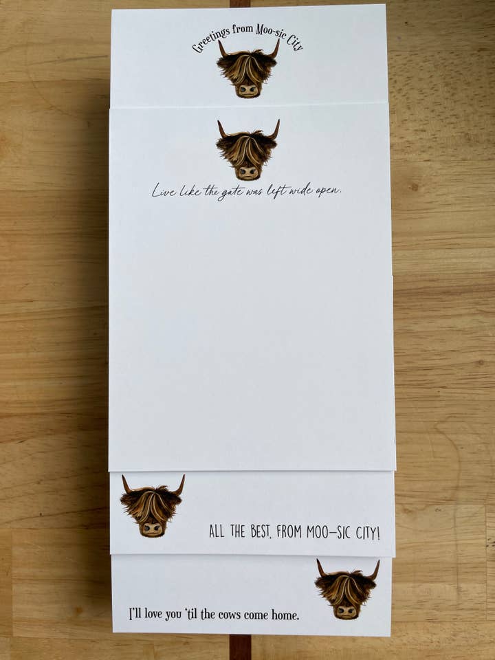 Juego de papelería plana A2 de 12 unidades - Vaca Highland - Nashville, TN para venta al por mayor de Kristin Schmidt Artist