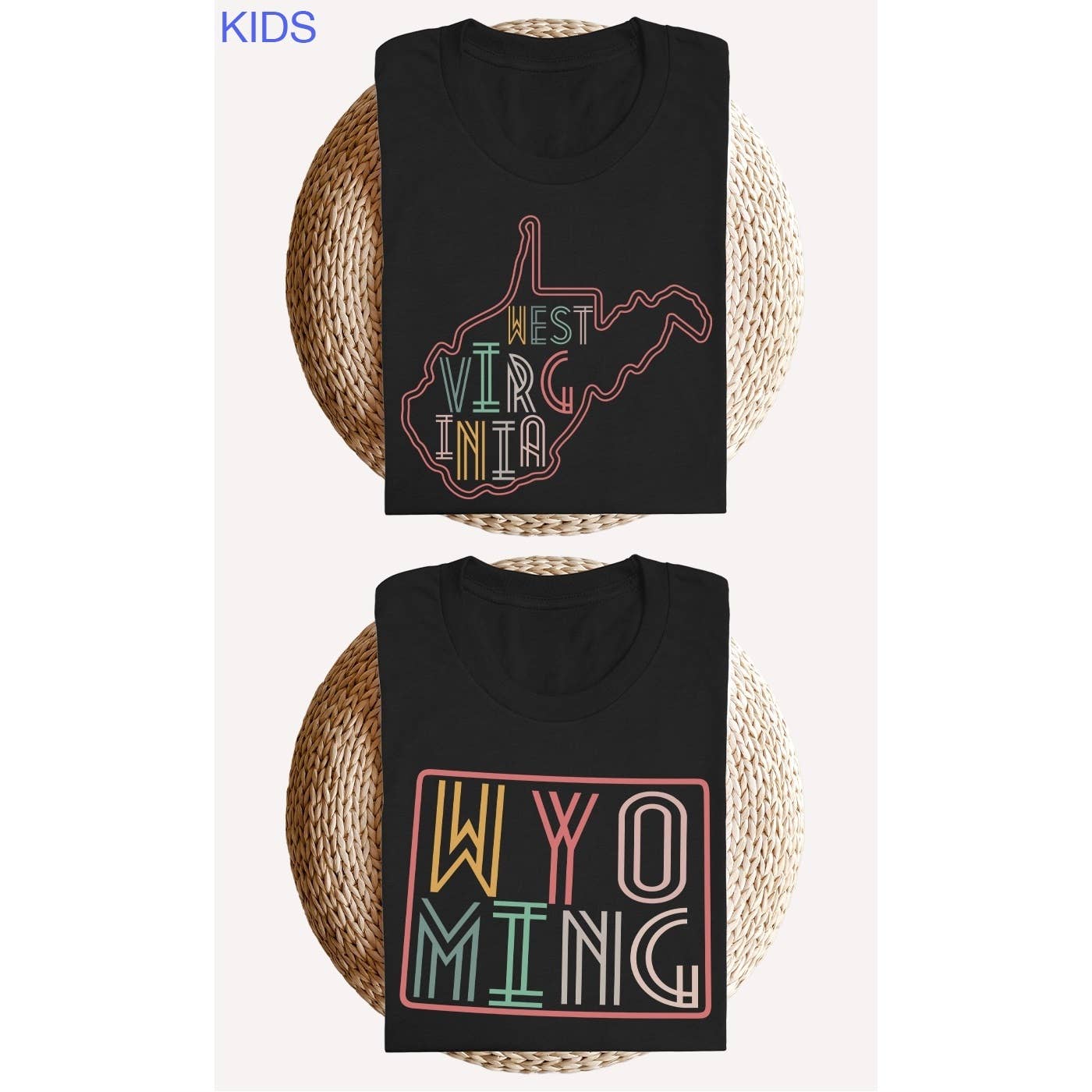 Kids By Kissed Apparel - Vente T-shirt sérigraphié – enfant - T-shirts graphiques Neon State Shape pour enfants12