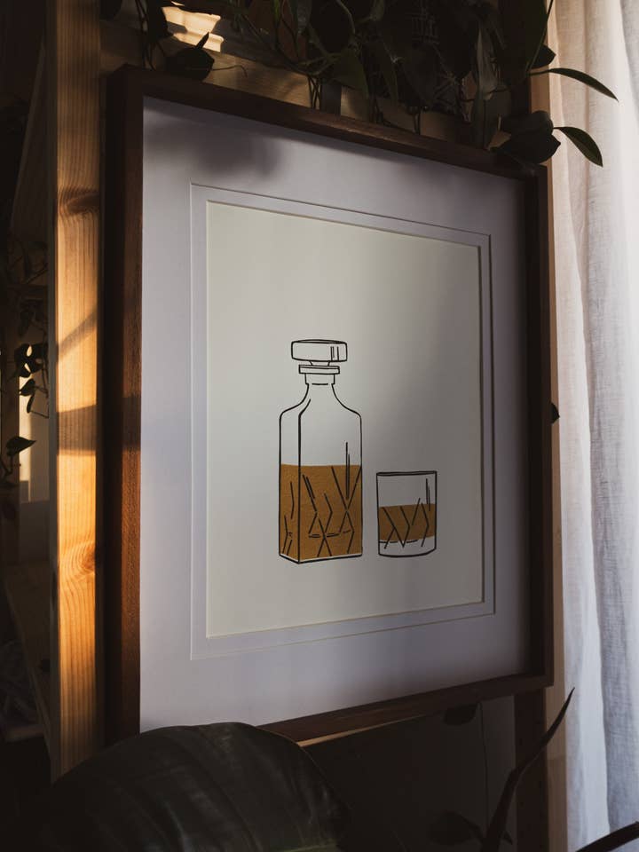 Caraffa per Scotch Grande Stampa Originale a Mano Pressata per la vendita all'ingrosso da parte di Sharell Katelynn