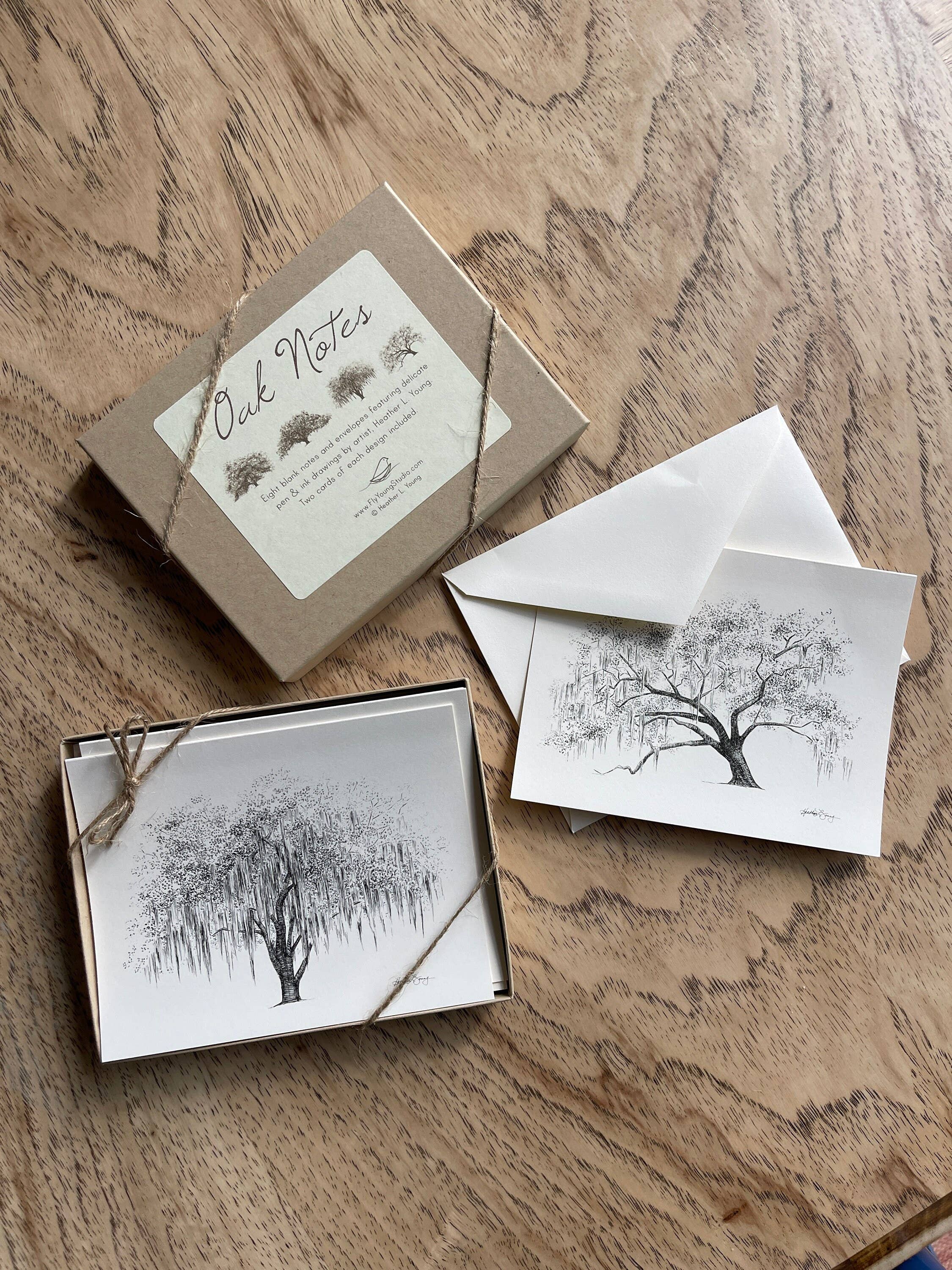 Fly Young Studio - Wholesale Stationery/Notecard Set - Oak Notes Boxed Stationery Set of 81