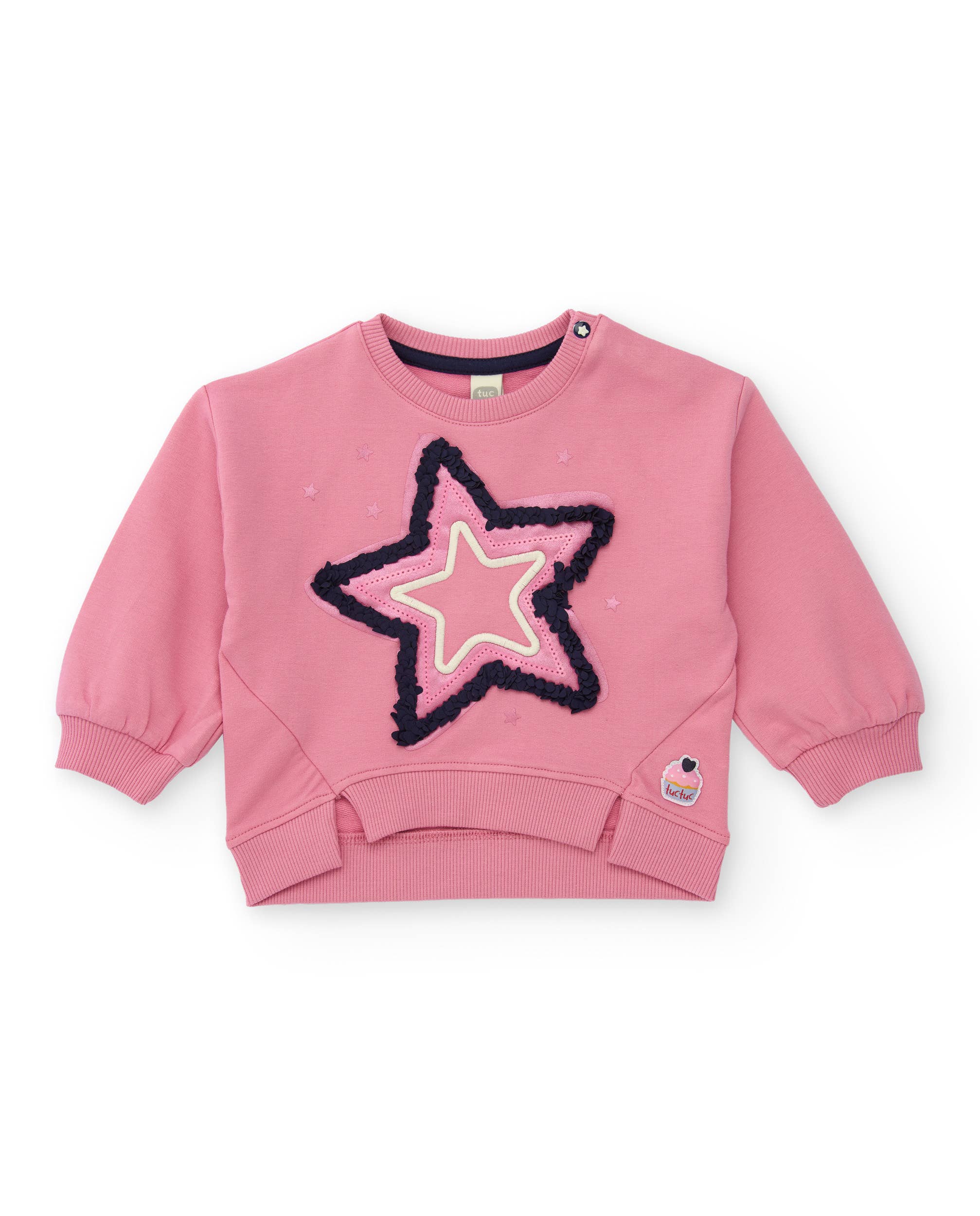 tuc tuc - Wholesale Sweatshirt - Kids - Pink sweatshirt for girl with embossed embroidered star