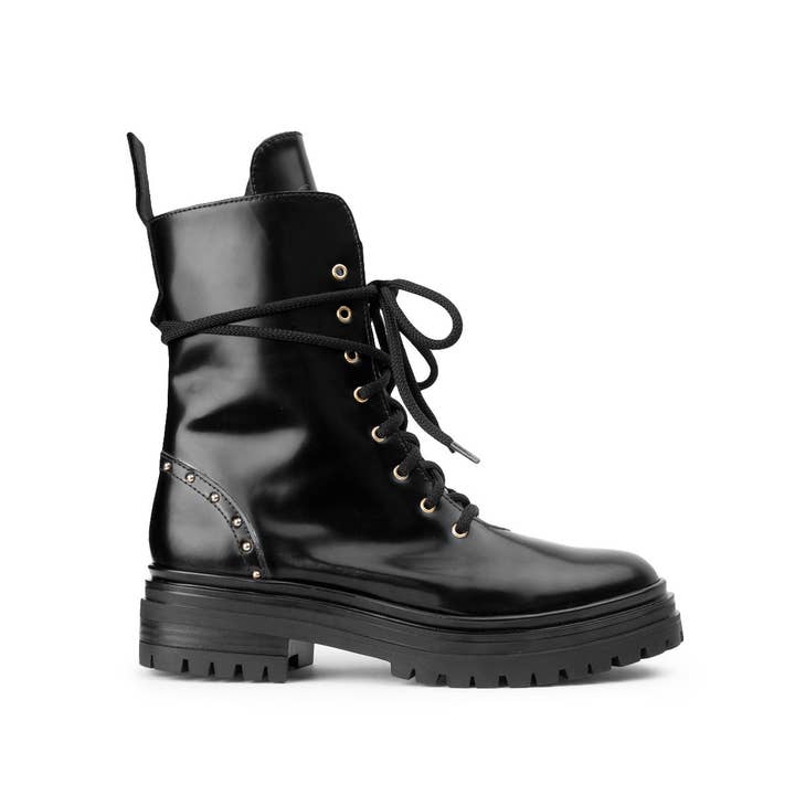 FW- ZADIE, schwarze Lederstiefeletten für den Großhandel von Baltarini