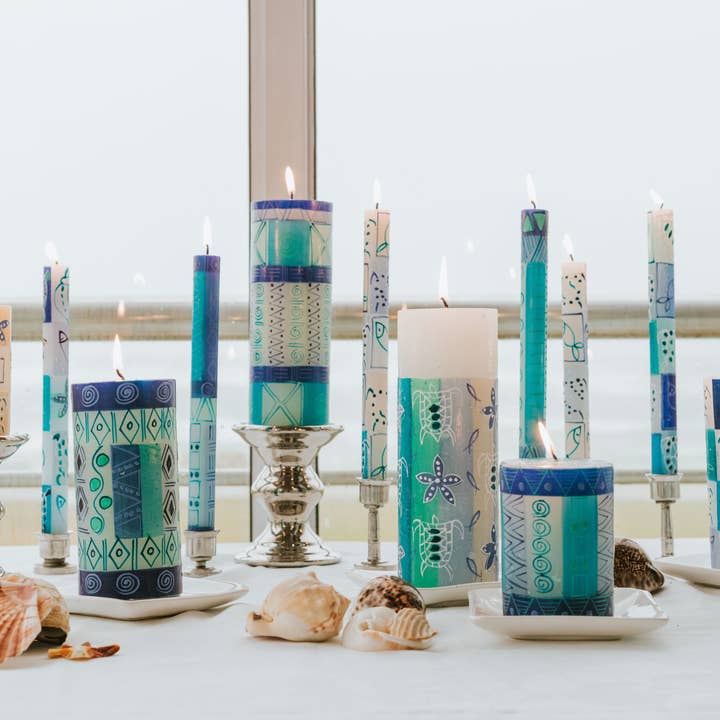 Thumbprint Artifacts - Wholesale Tapered Candle/Candlestick - Blue and Green Candle9