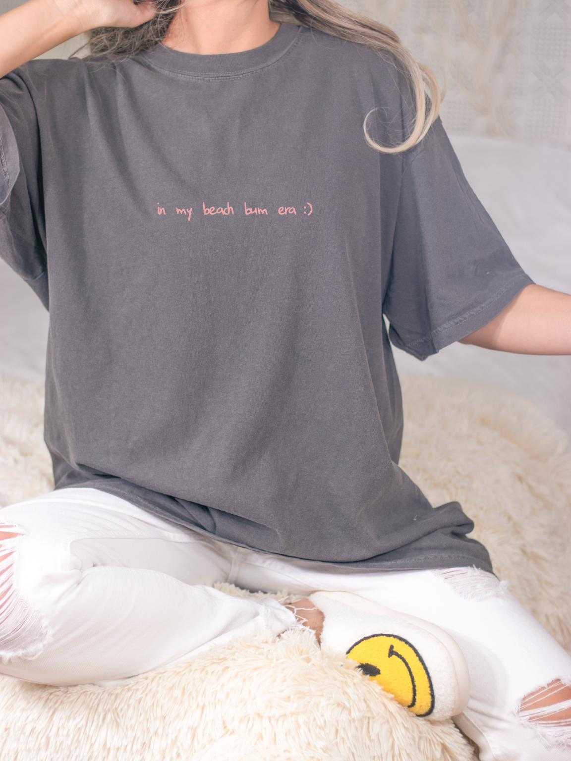 Rad Vibes Only - Venta al por mayor Camiseta serigrafiada - Mujer - Camiseta de verano In My Beach Bum Era, modernas, camisetas de playa sonrientes0