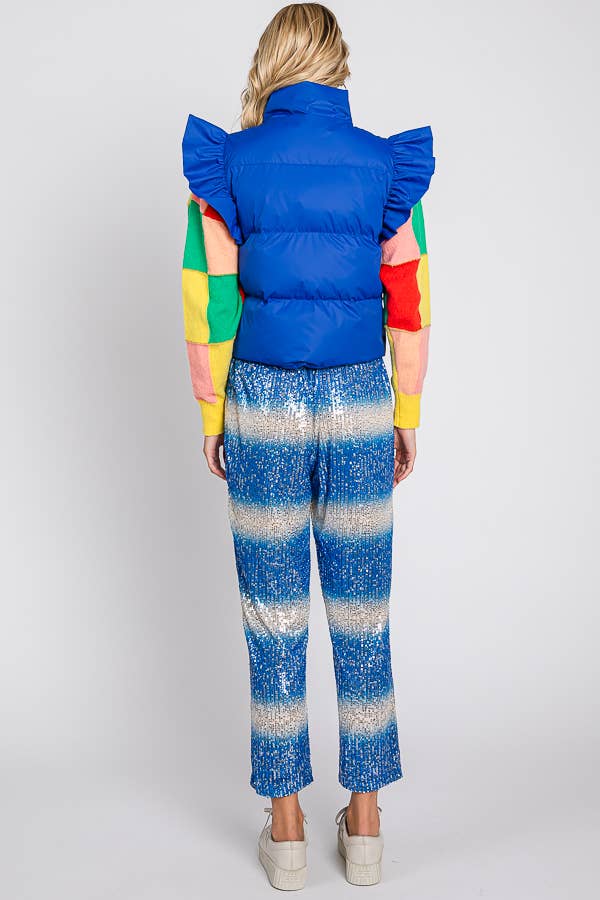 GeeGee x Lovelo - Wholesale Outerwear Vest - Women's - Plus Ruffled Sleeve Puffer Vest, MJ4501PL12