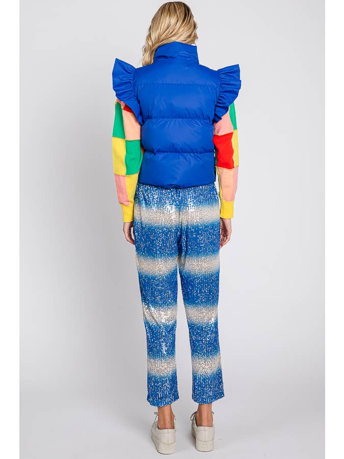 GeeGee x Lovelo - Wholesale Outerwear Vest - Women's - Plus Ruffled Sleeve Puffer Vest, MJ4501PL12