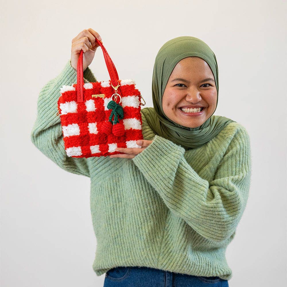 Craft Club - Wholesale DIY Craft Kit - RED GINGHAM - Woven Tote Bag Kit8