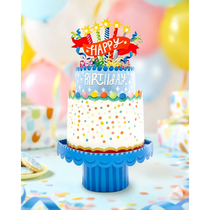 FreshCut Paper LLC - Wholesale Birthday Card - Confetti Birthday Cake (8 Pop-up Greeting Cards)1