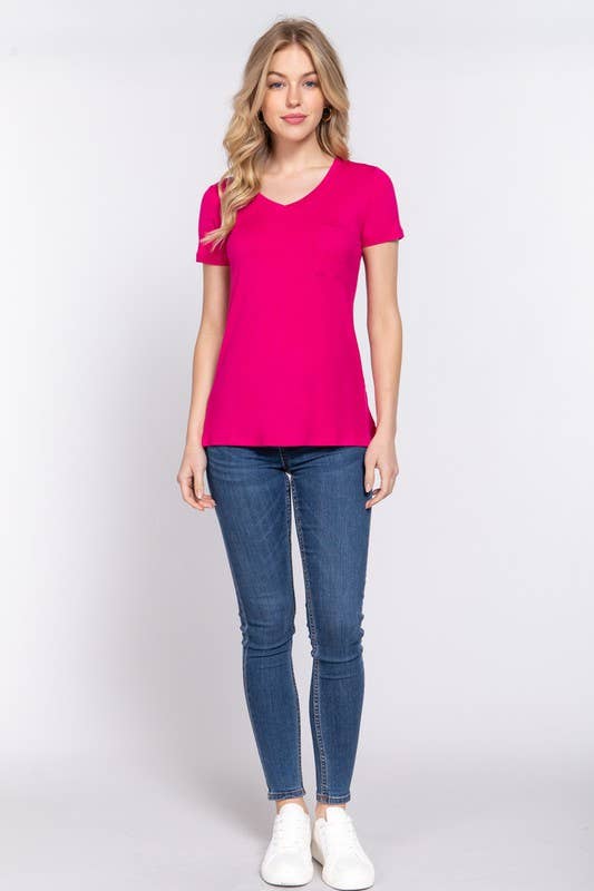 Active Basic | Active USA – Großhandel T-Shirt – Damen – Kurzärmliges Top mit V-Ausschnitt und Tasche27