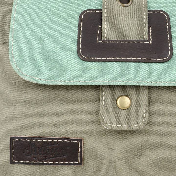Sixtease Bags USA - Wholesale Crossbody Bag - Women's - Canvas & Leather Women's Crossbody Bag - Sage/Cambridge Blue