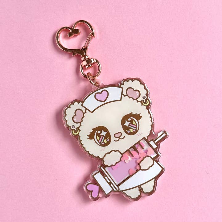 Porte-clés Shaker - Vivi-Bear (Love Shot), infirmière kawaii pour la vente par Cyndercake