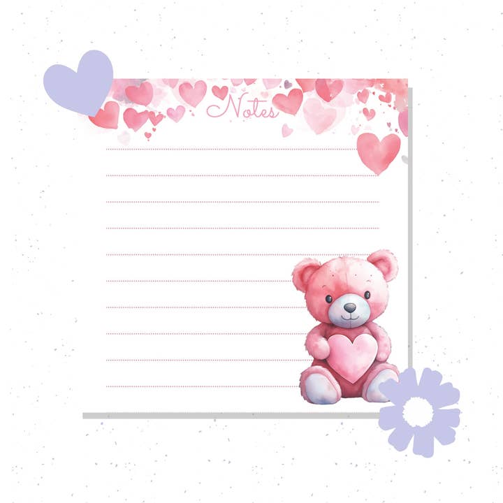 Lyserød bamse lomme-notesblok søde lyserøde valentinsdagsnoter for engroshandel hos Art Bujo Boutique