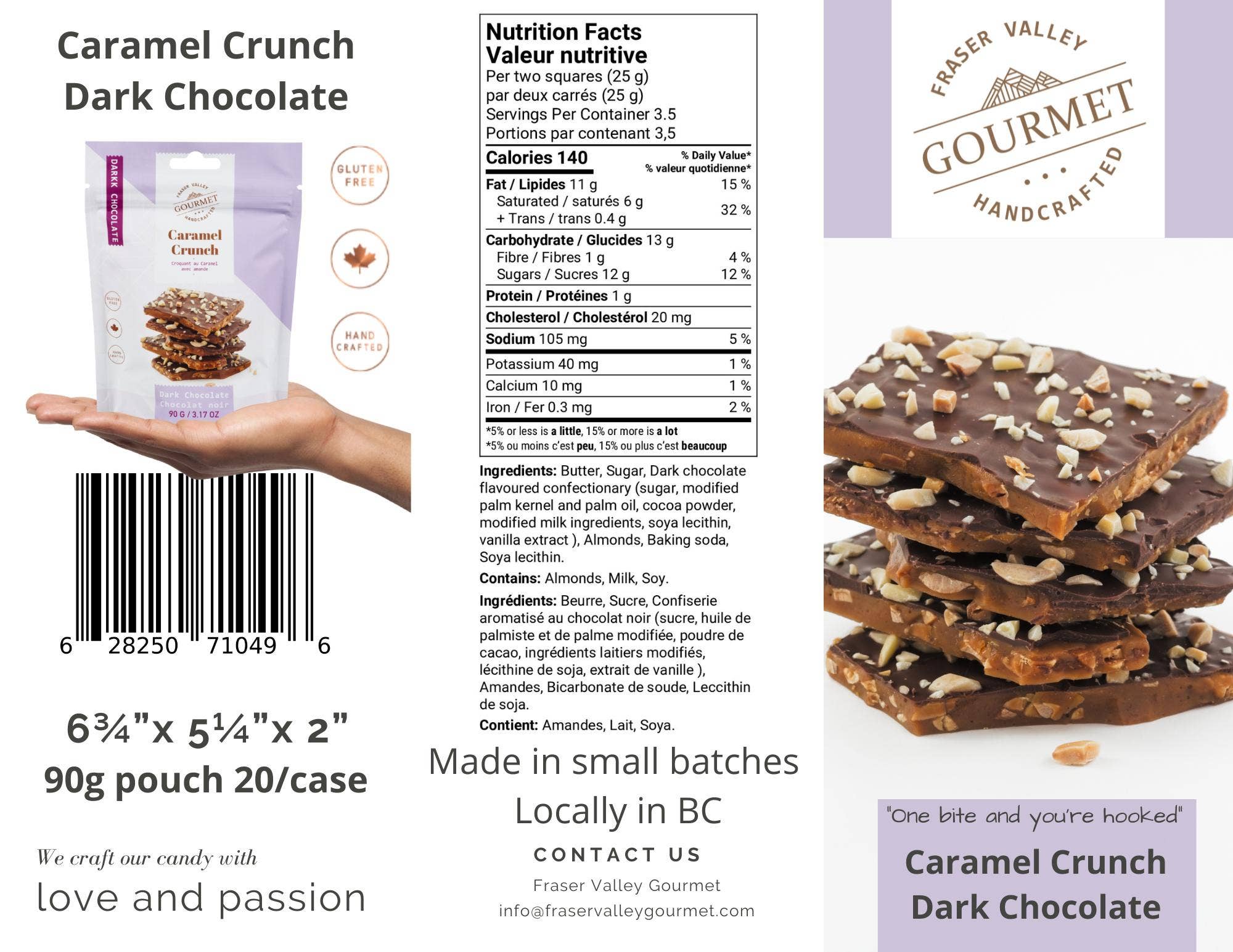 Fraser Valley Gourmet Ltd. - Wholesale Chocolate Covered Sweets - Caramel Crunch - Dark Chocolate3