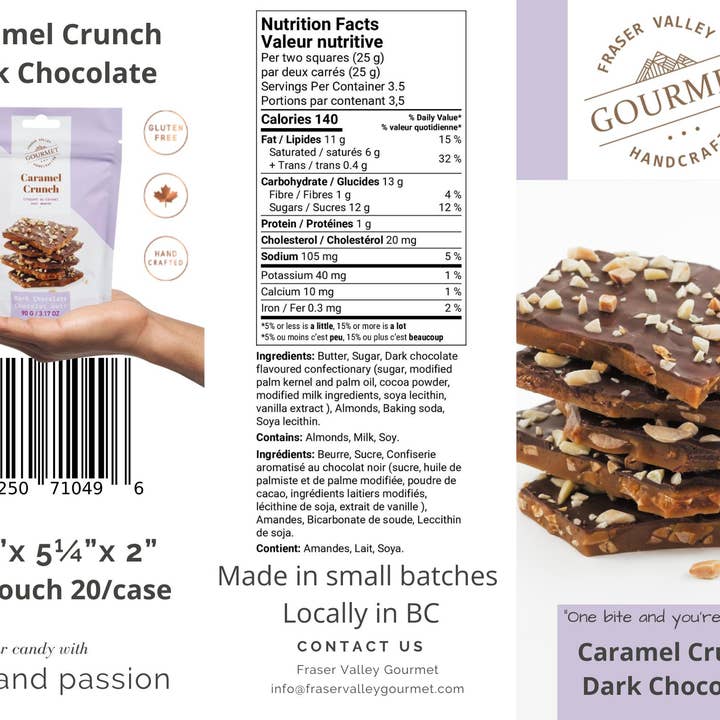 Fraser Valley Gourmet Ltd. - Wholesale Chocolate Covered Sweets - Caramel Crunch - Dark Chocolate3