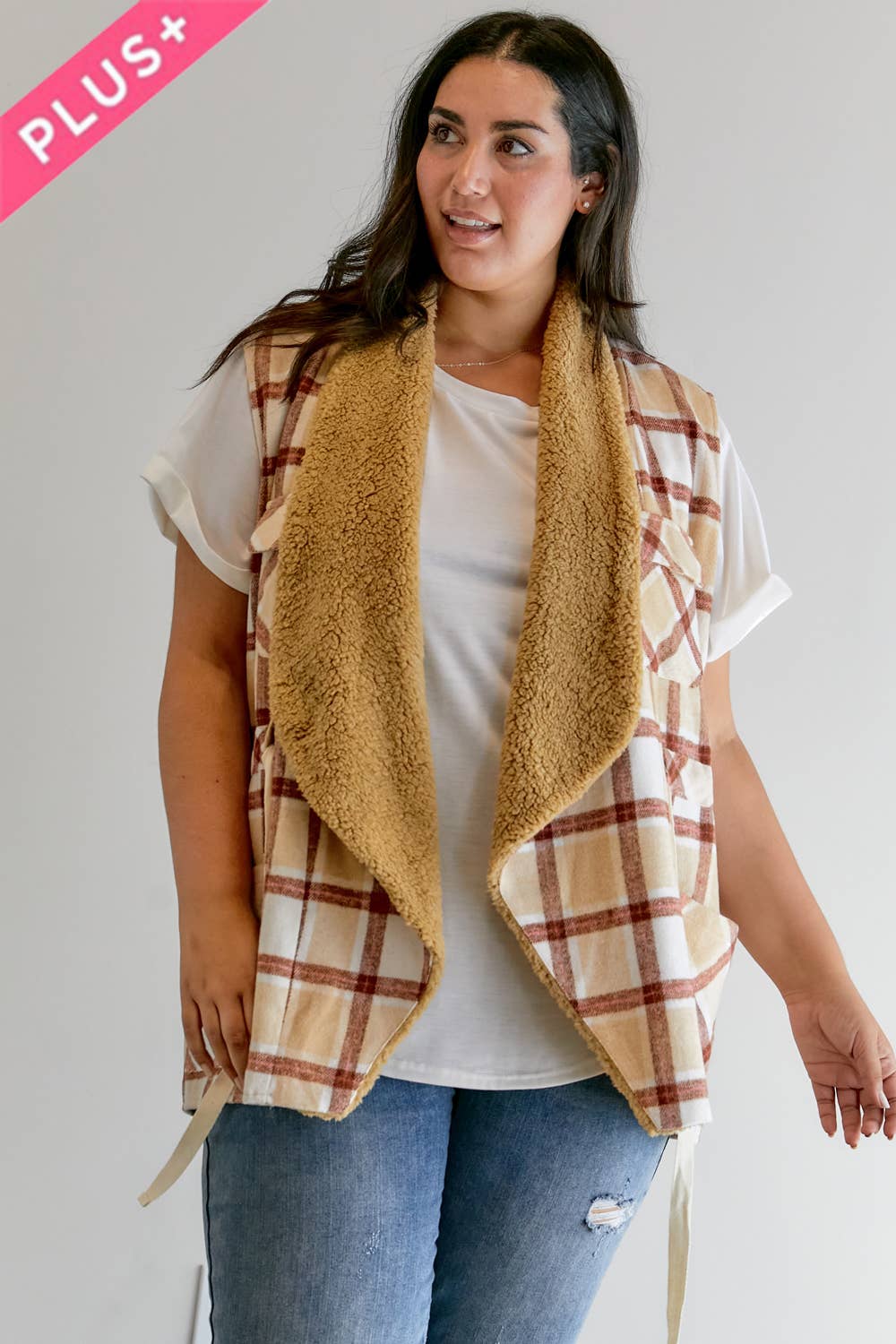 Davi & Dani - Vente Veste – femme - VESTE À MANCHES LONGUES À CARREAUX PLUS12