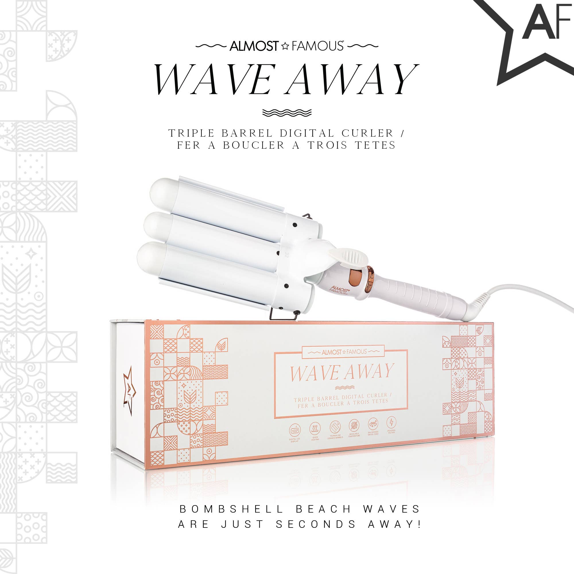 Hvid Triple Barrel Clip Curling System for engroshandel på Faire4