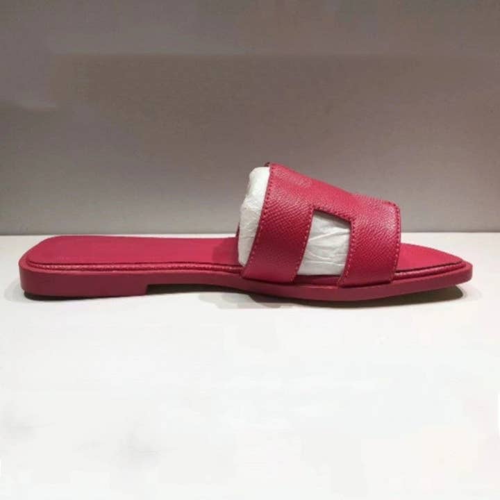 Casual Genuine Leather Palm Line Flat Slippers for wholesale by FurDecoration