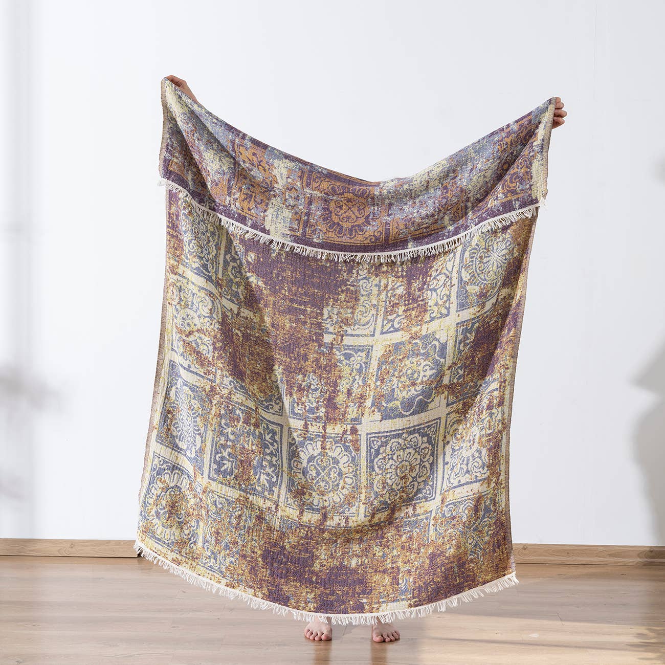 Kikoya – Großhandel Überwurfdecke – 100 % Baumwoll-Wohndecke im Landhausstil, 130 x 170 cm0